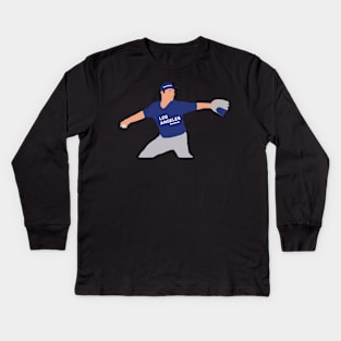 Baseball player in action Kids Long Sleeve T-Shirt